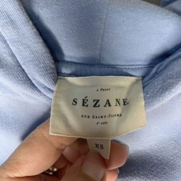 Sezane Hoodie Pullover Sweatshirt Sweat Pacey Sky Blue Women’s Size Extra Small - Picture 3 of 10